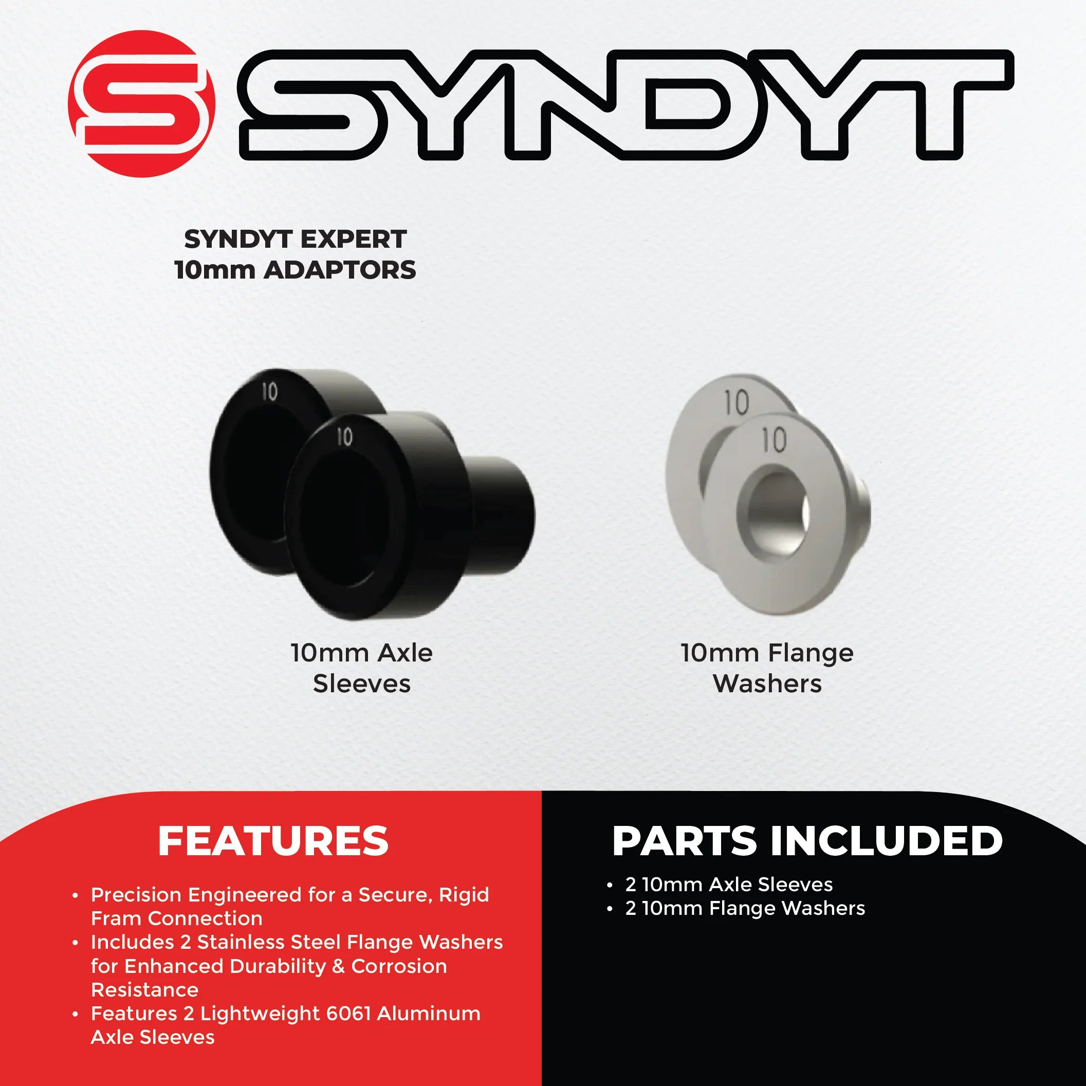 SYNDYT EX BMX Bike Axle Adaptor 10mm