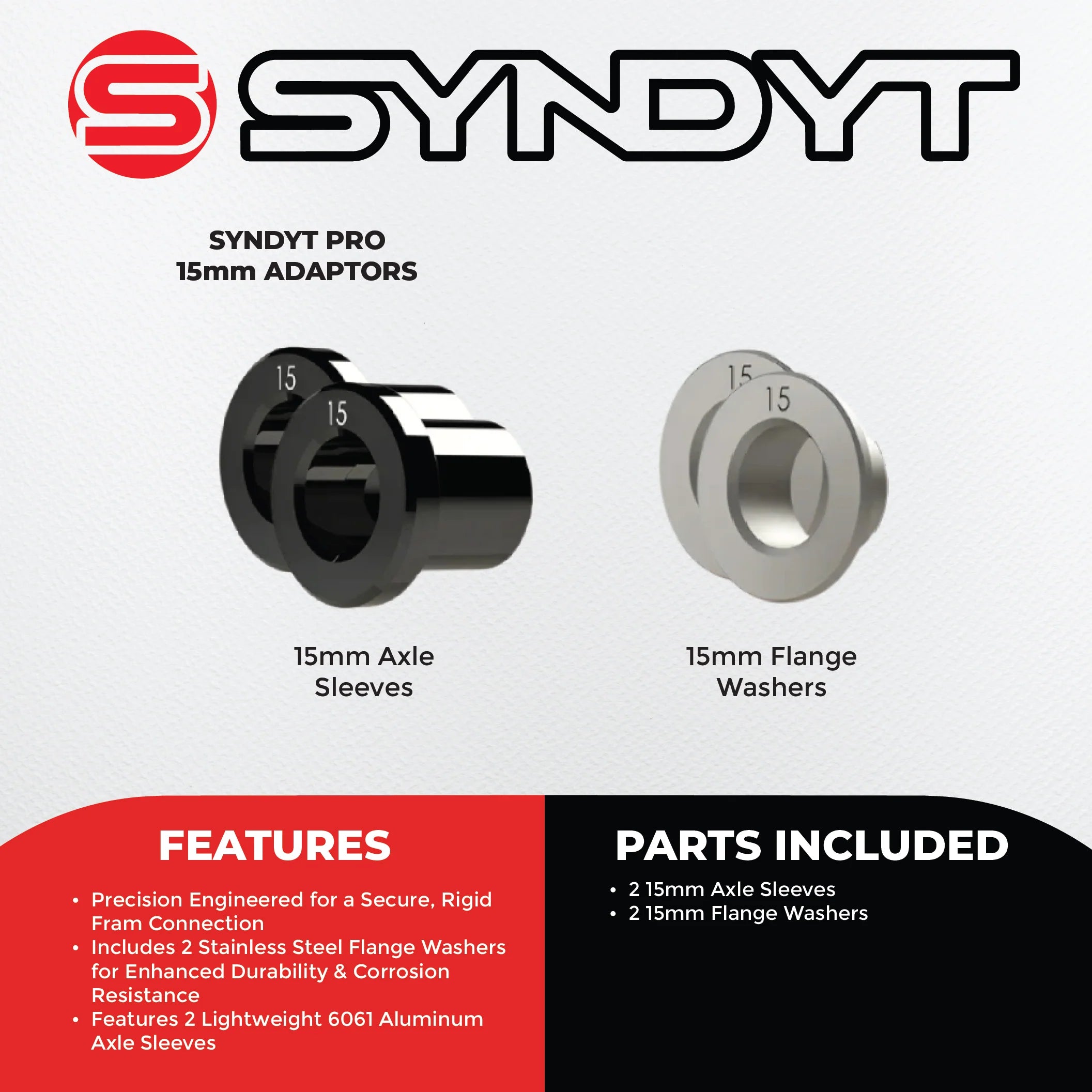 SYNDYT Pro BMX Bike Axle Adaptor 15mm